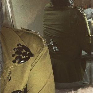 Peplum Military Jacket With Studs